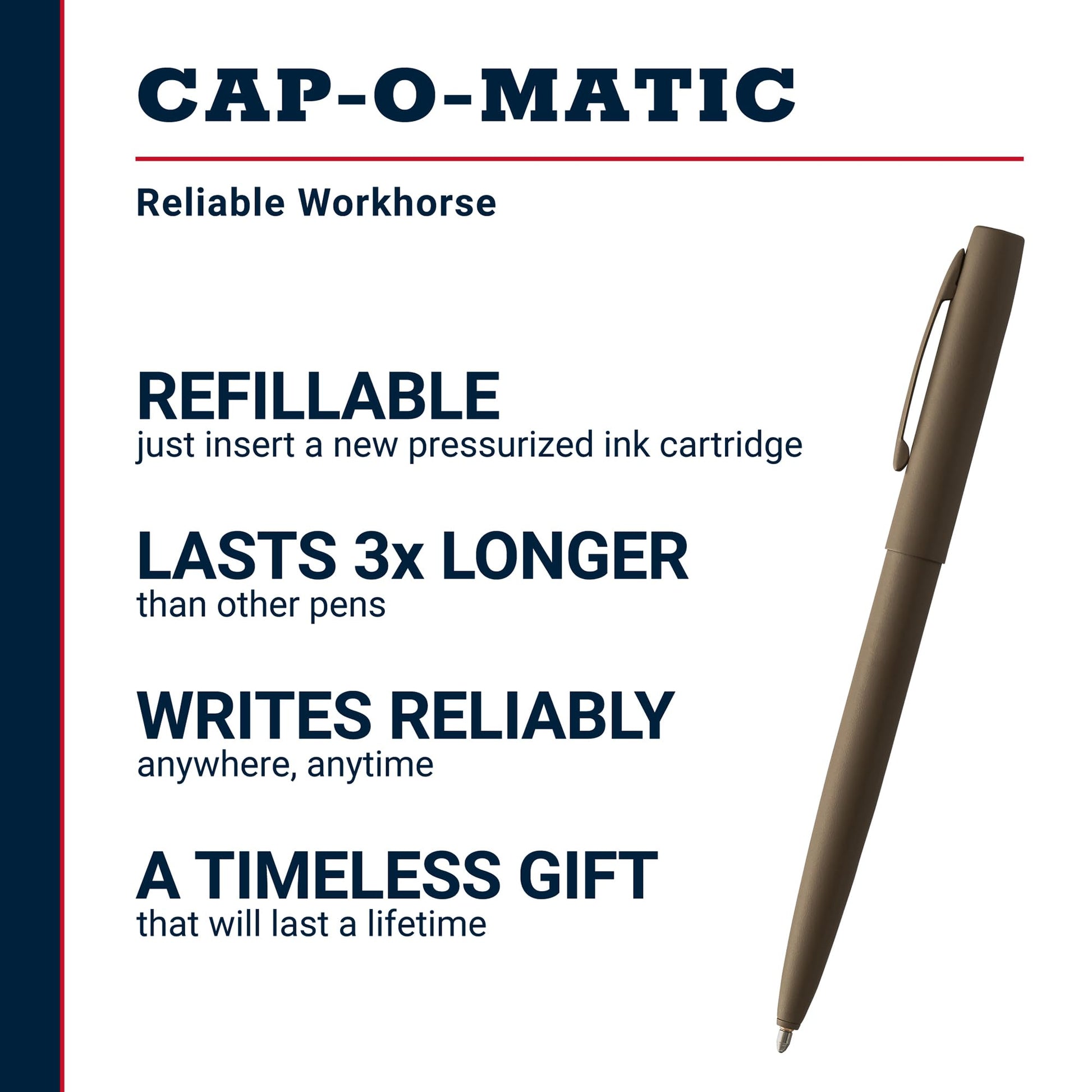 Fisher Space Pen Flat Dark Earth Cerakote Finish Cap-O-Matic Pen, Black Ink
