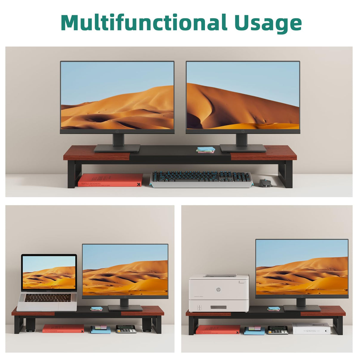 YAOHUOO Dual Monitor Stand Riser, 39Inch Large Monitor Stands for 2 Monitors, Computer Monitor