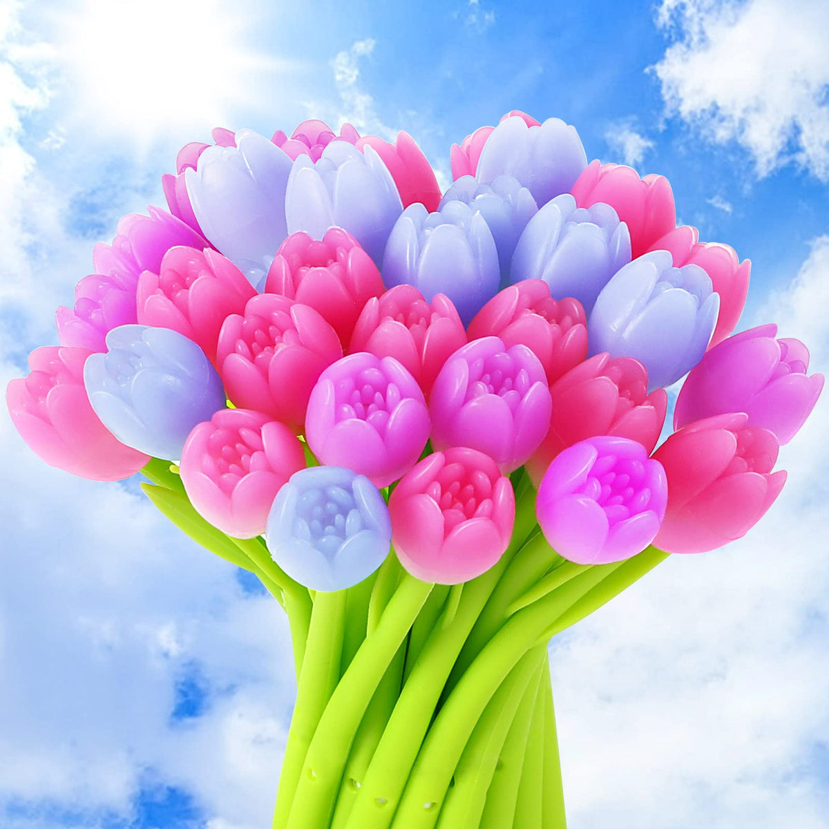 SANNIX Color Changing Tulip Flower Pens, 50Pcs Novely Fun Tulip Gel Ink Pen