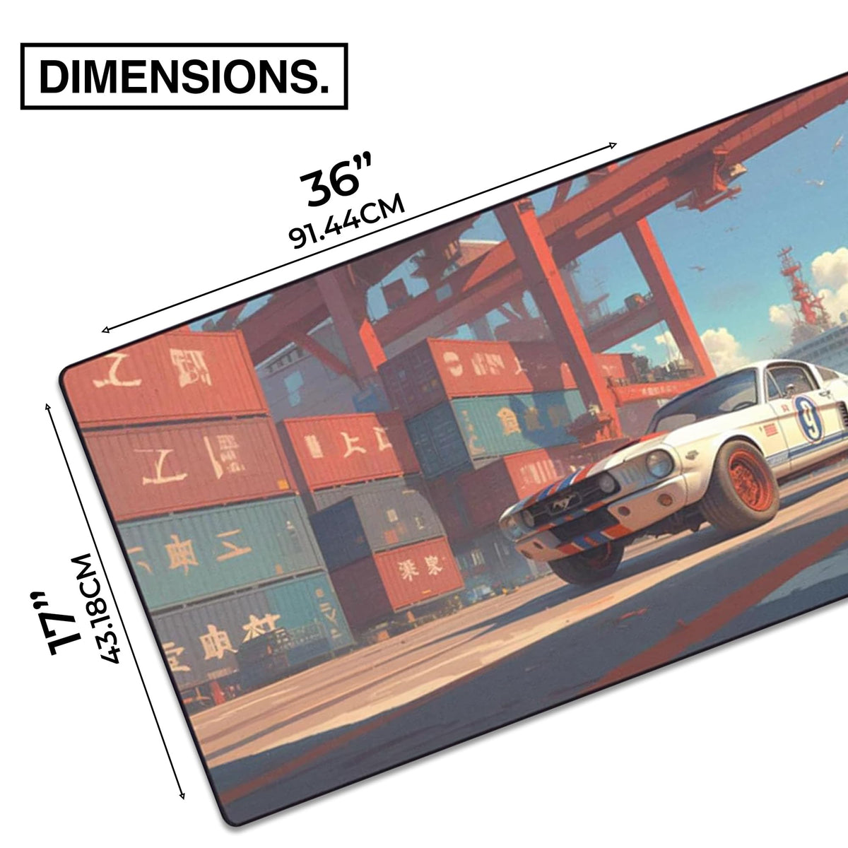 MPCO. Meis-Mustang Gaming Desk Pad, 36" x 17" Aeroglyde Fabric Desk Mat