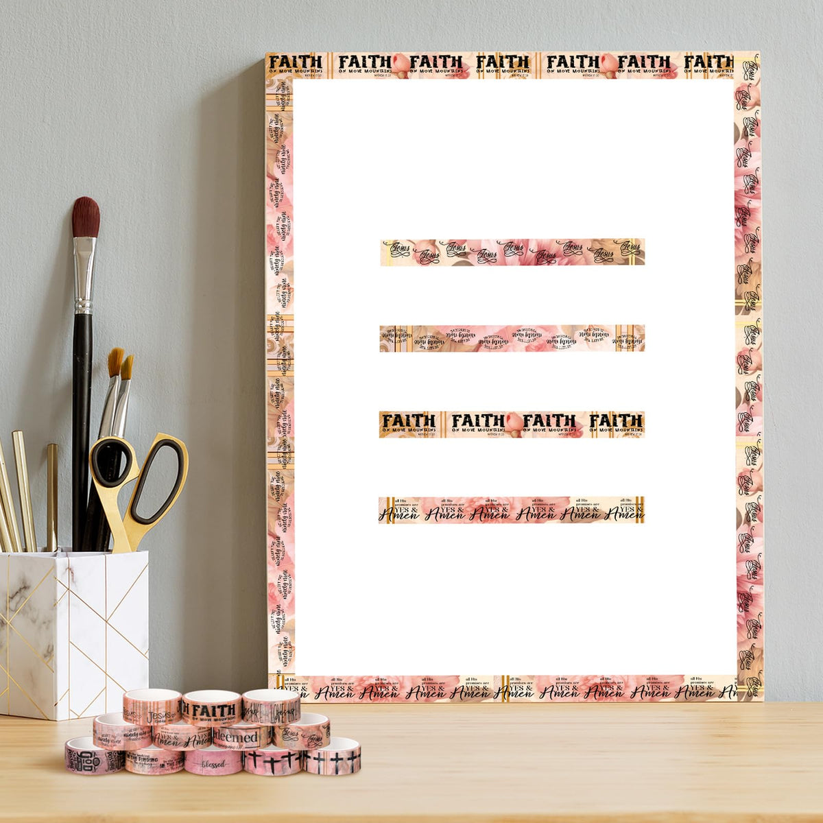 Janlaugh 24 Rolls Christian Washi Tape Gifts for Bible Journaling, Pink