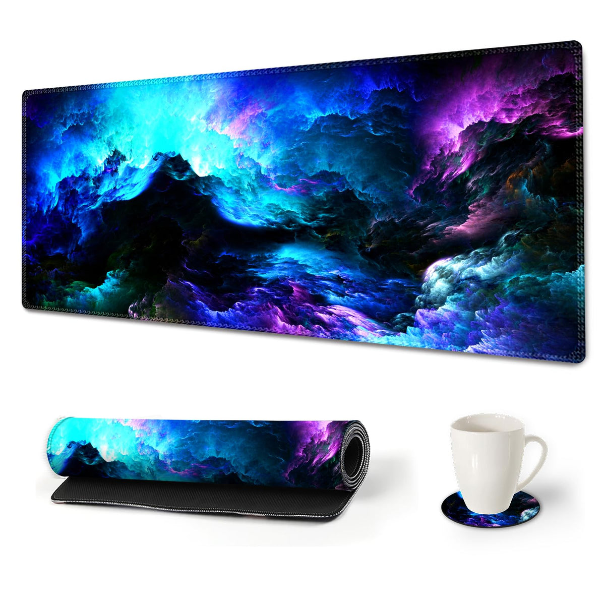 AIMSA Extended Gaming Mouse Pad Desk Mat, Large Mousepad with Stitched Edges (35x15.7 in), Keyboard