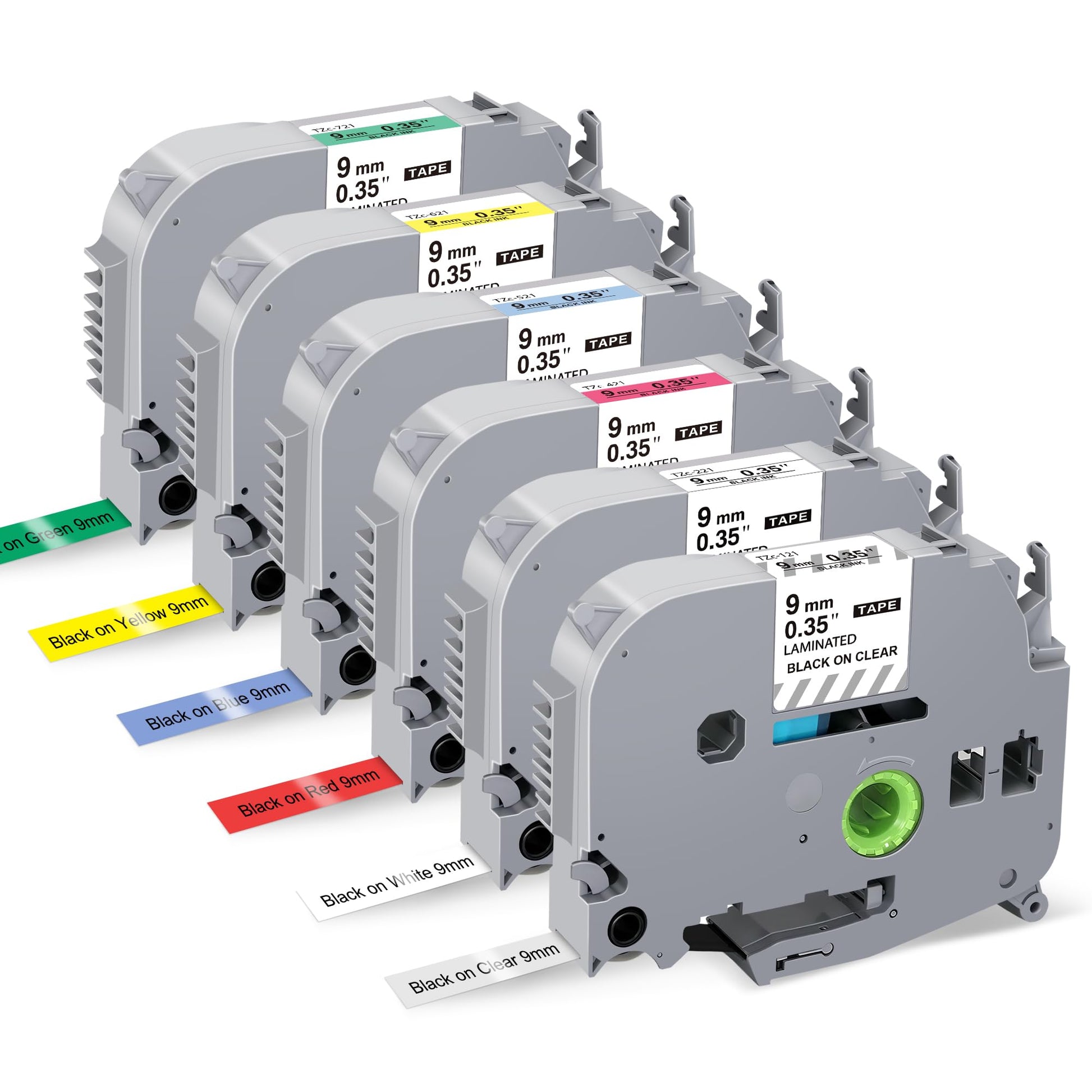 TITBIT 6 Pack Compatible with TZe/TZ Label Maker Tape 9mm 3/8 Inch Colored