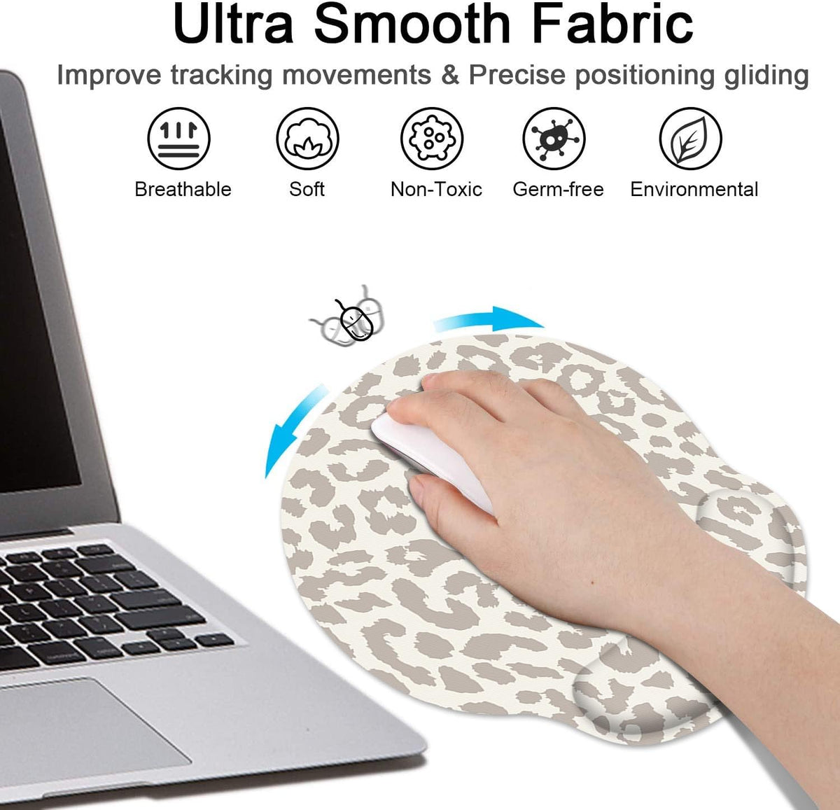Britimes Ergonomic Mouse Pad Set with Wrist Rest, Leopard Animal