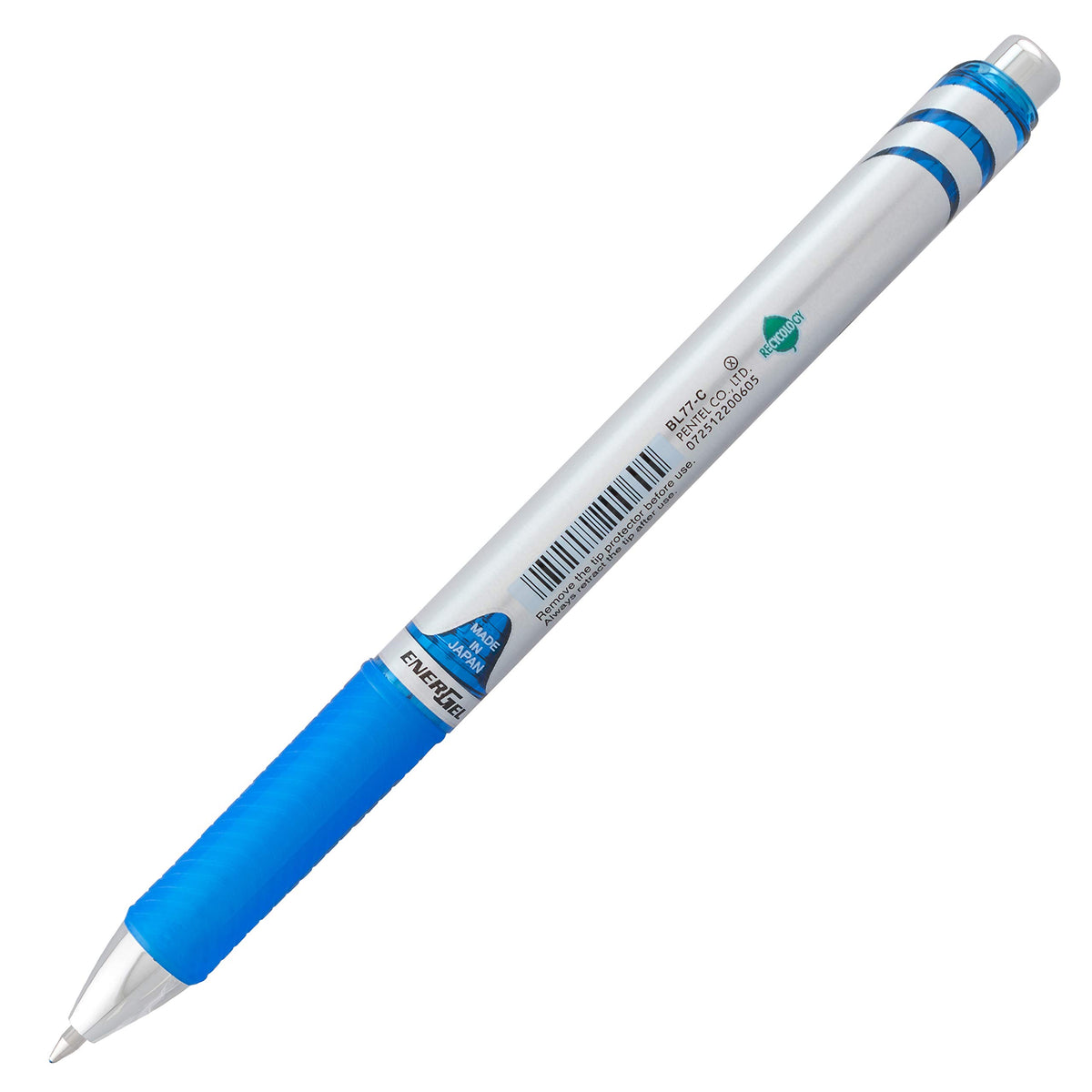 Pentel® EnerGel™ Retractable Liquid Gel Pens, Medium Point, 0.7 mm, Silver Barrel, Blue Ink, Pack