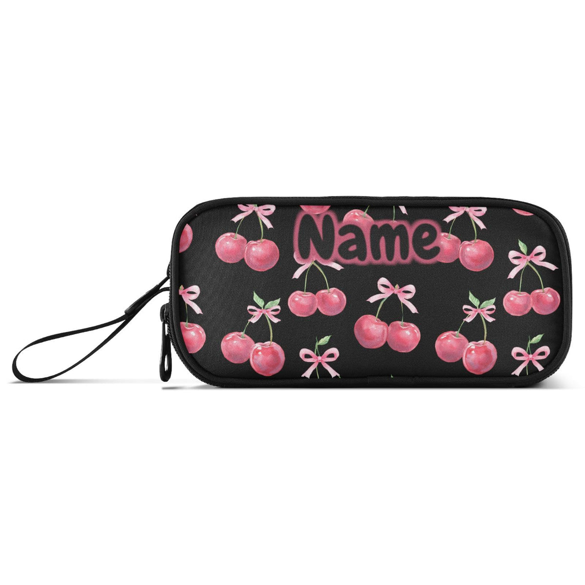 BOENLE Custom Watercolor Cherry Bow Pencil Case Box Boys Girls Personalized Name Large Pencil Pouch