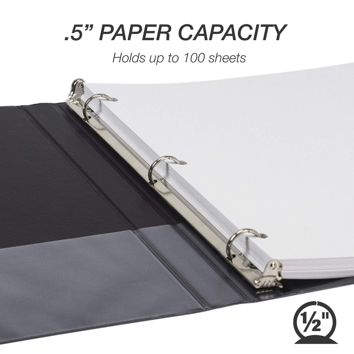 Samsill 8 Pack Durable 0.5 Inch 3 Ring Binders, Round Ring, Clear View Cover for Presentations