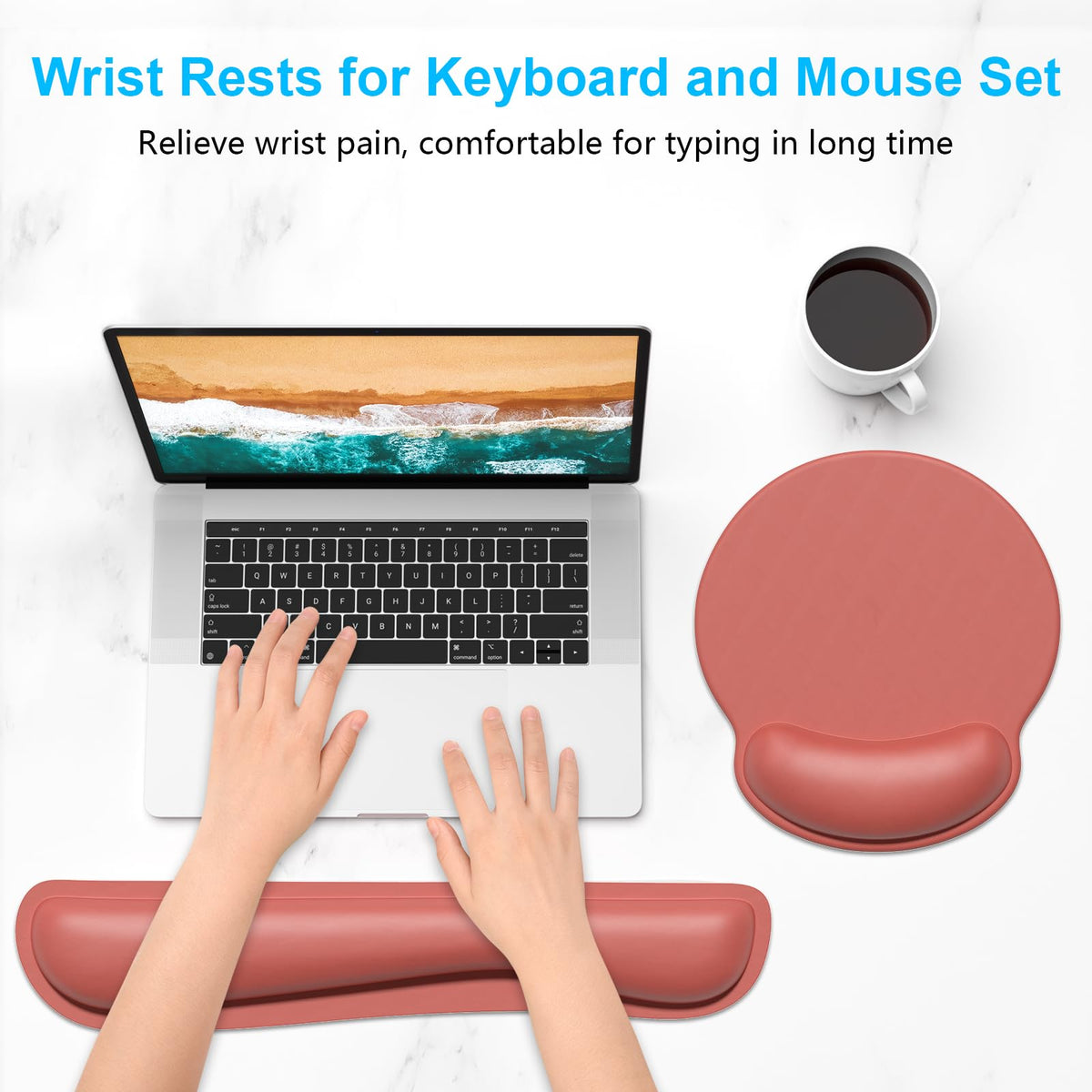 Dapesuom Keyboard Wrist Rest and Mouse Pad with Wrist Support, Memory Foam Cushion for Keyboard and