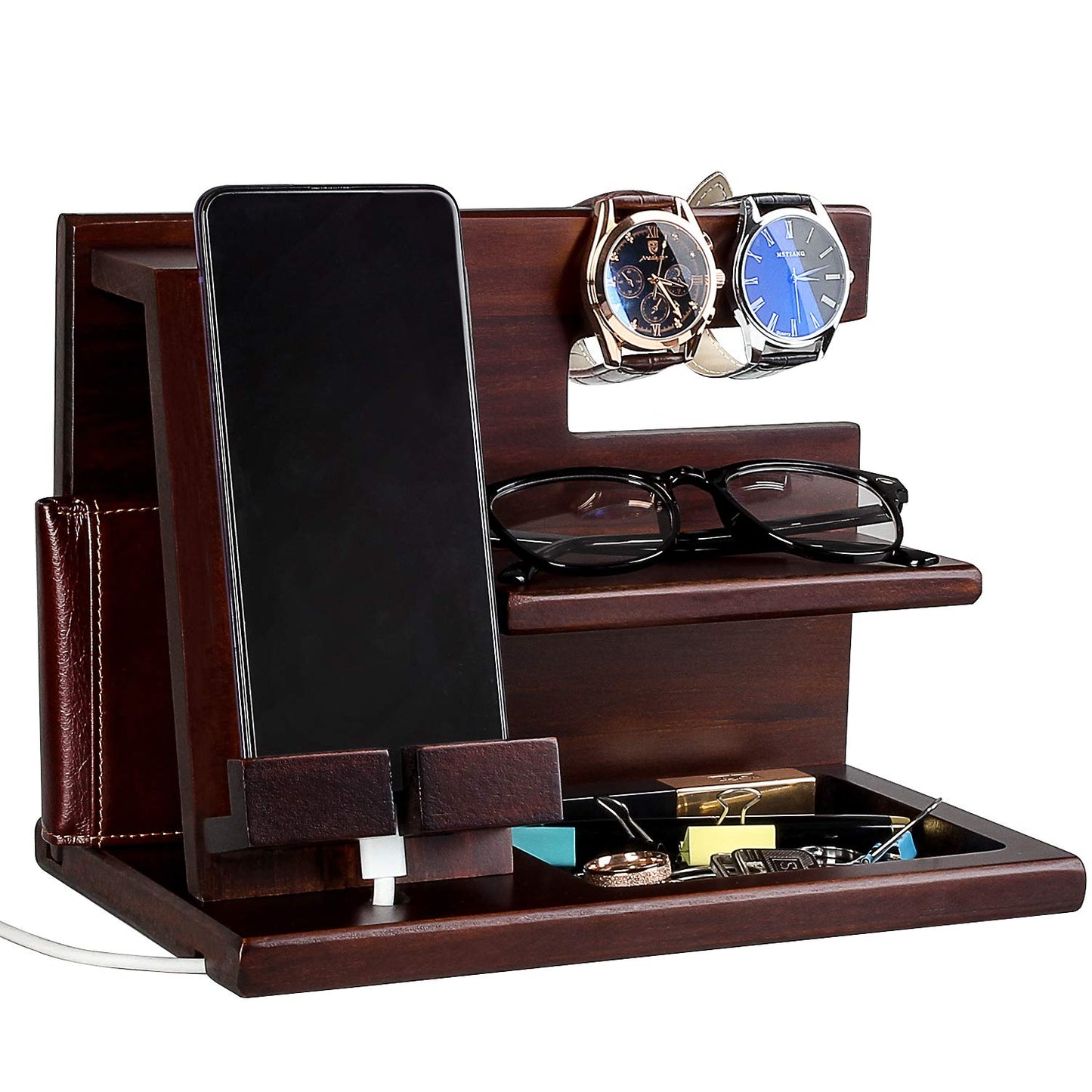 awofer Wood Phone Docking Station for Men - I Love You Forever - Personalized Anniversary Idea for