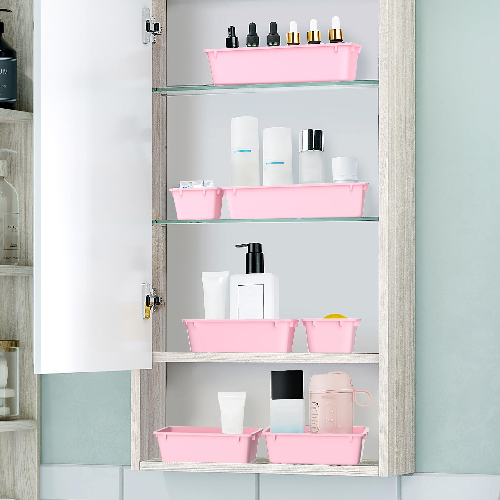 25 PCS Plastic Drawer Organizer Set, Makeup Organizers and Storage Bins