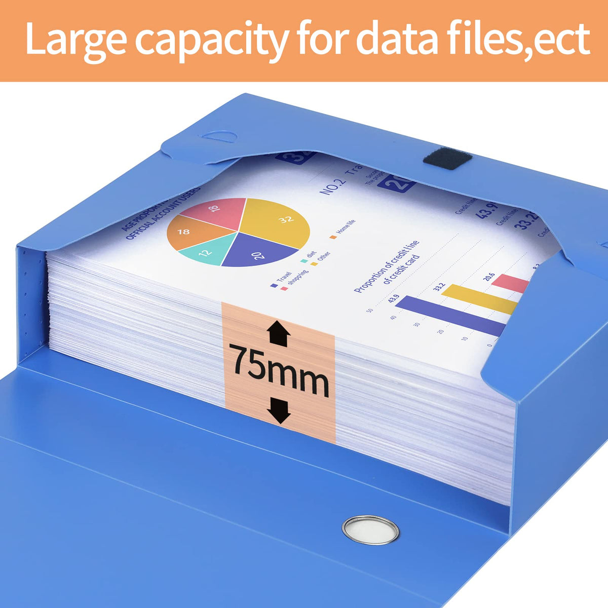 HUA JIE 4 Pack A4 Storage File Boxes Plastic Archives Cases with Lid,Blue