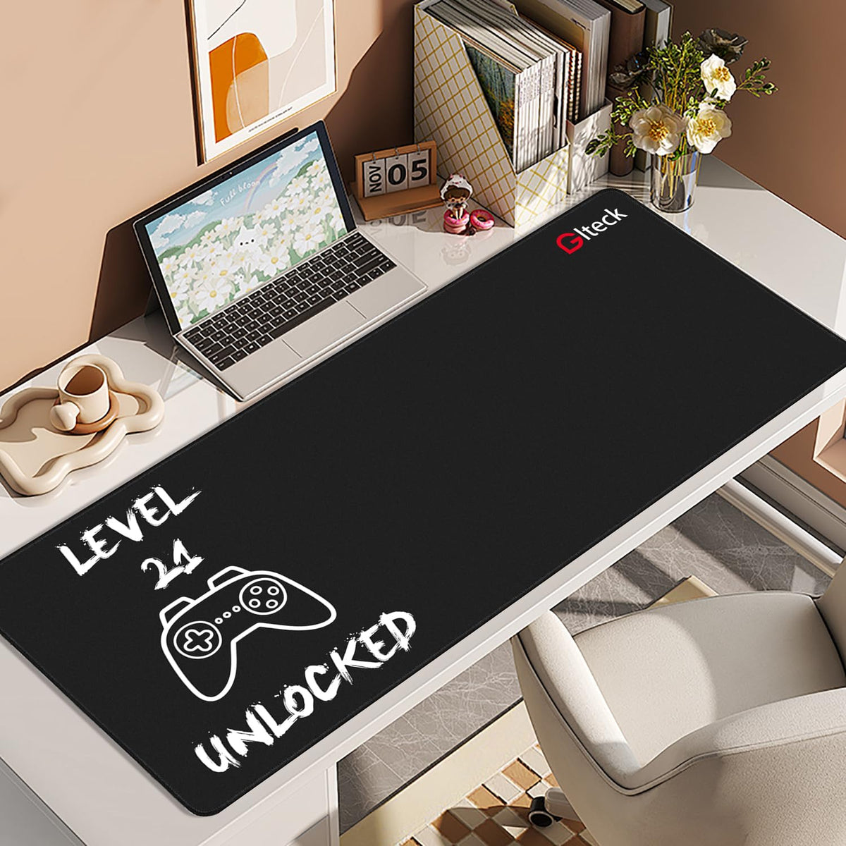 GGLTECK Mouse Pad with 21st Birthday Creative Printing, 36"x16.5" Extended Non-Slip Rubber Mouse