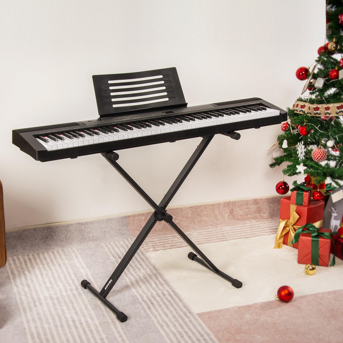 AODSK Single-X Keyboard Stand, 1-Second Adjust, Locking Straps, 61-88 Keys