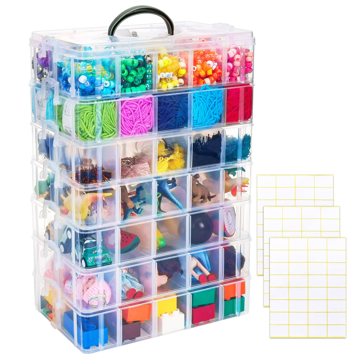 Bead Organizer 7 Tier 70 grid Stackable Craft Tackle Storage Container