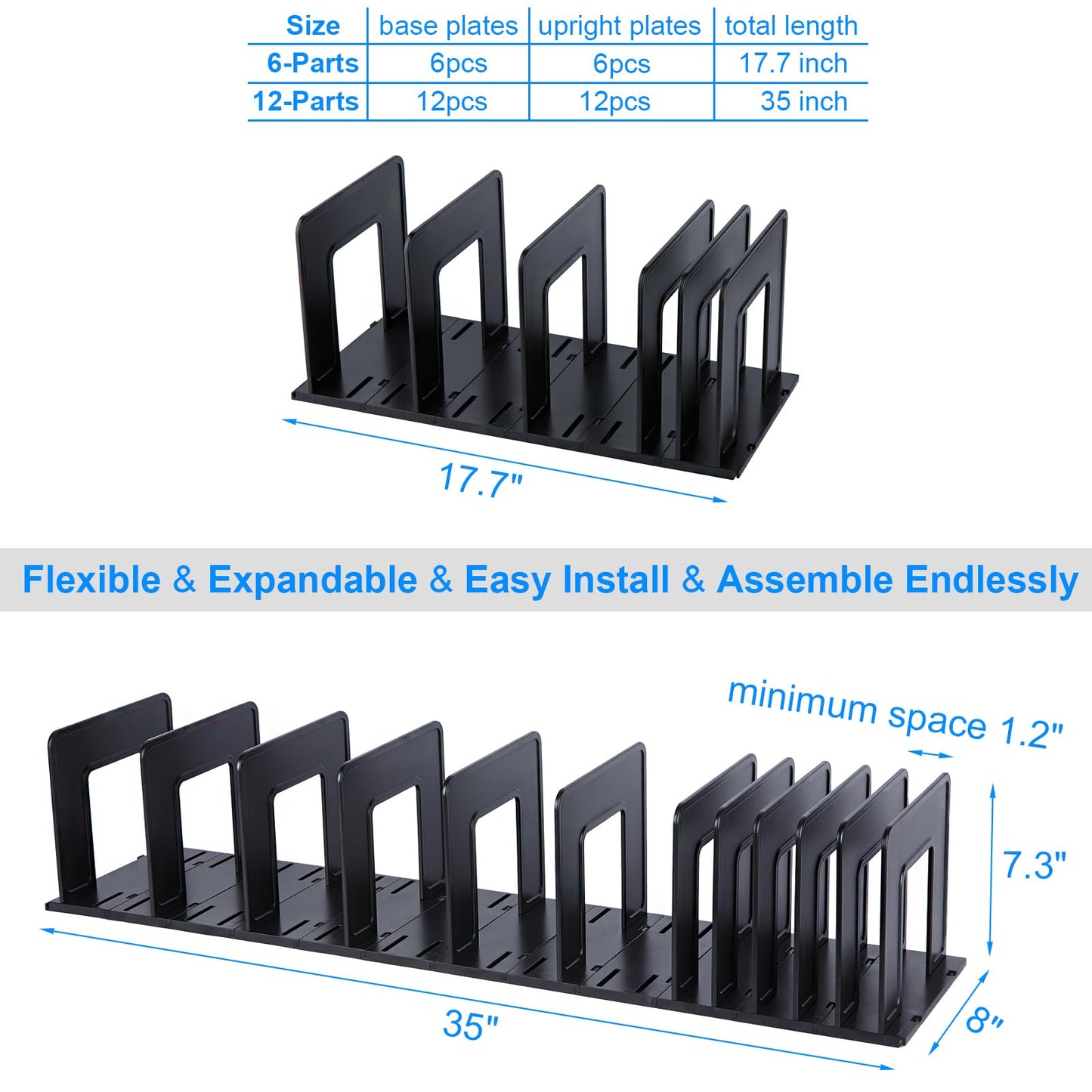 LuluEasy Adjustable Vertical File Sorter Sturdy Plastic Expandable Upright File Holder, Desktop