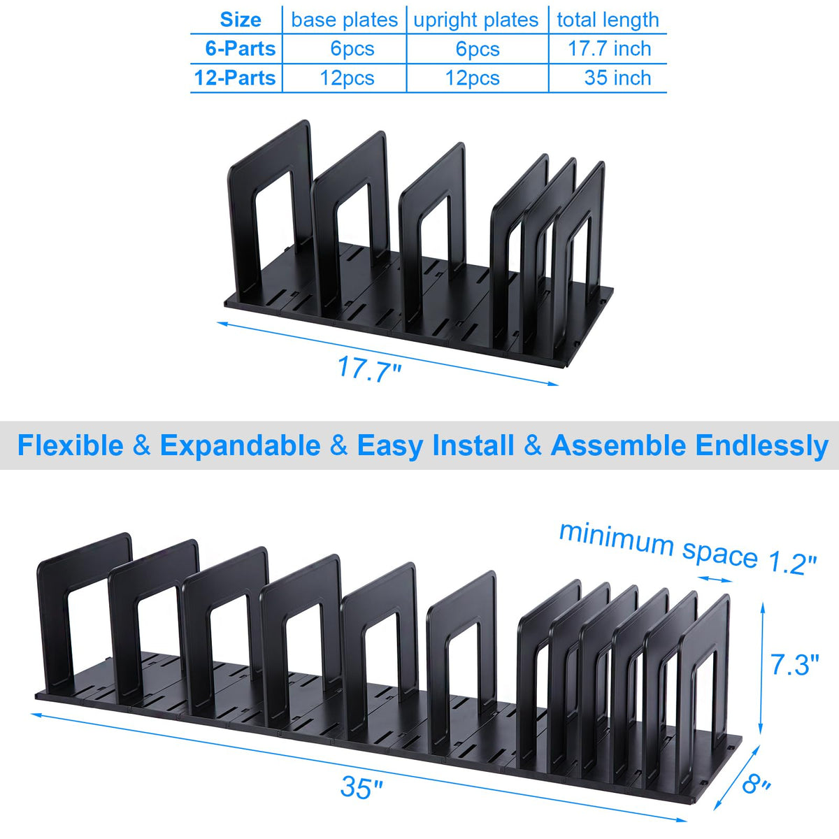 LuluEasy Adjustable Vertical File Sorter Sturdy Plastic Expandable Upright File Holder, Desktop