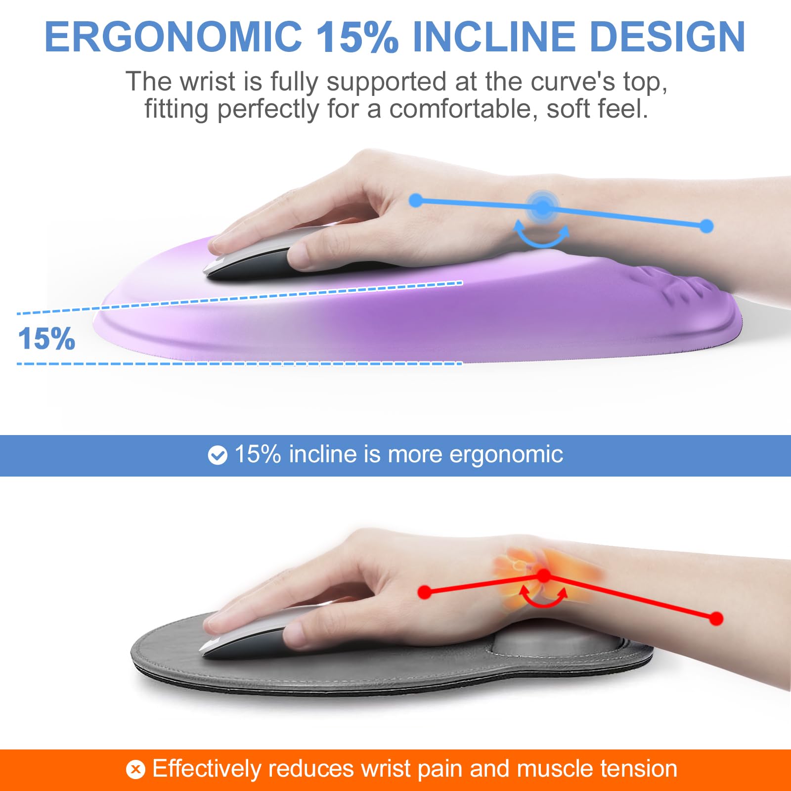 Laokiiy Mouse Pad with Wrist Rest, Comfortable Memory Foam Wrist Rest for Computer Keyboard