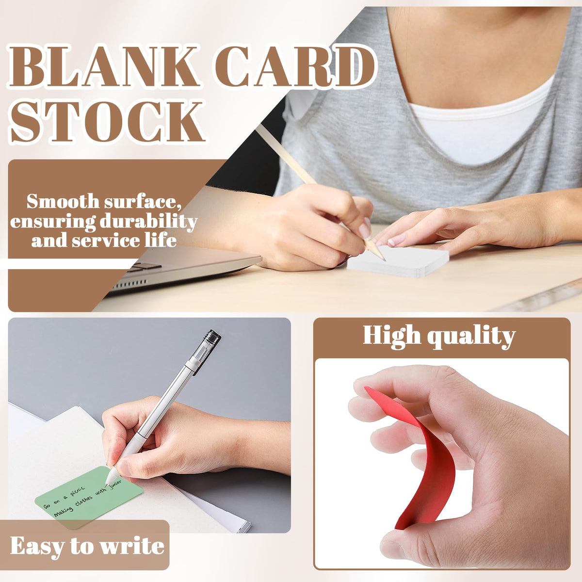 800 Pieces 3.5" x 2.1" Index Cards, Thick Blank Flash Card for Studying, Double Side Colored Note