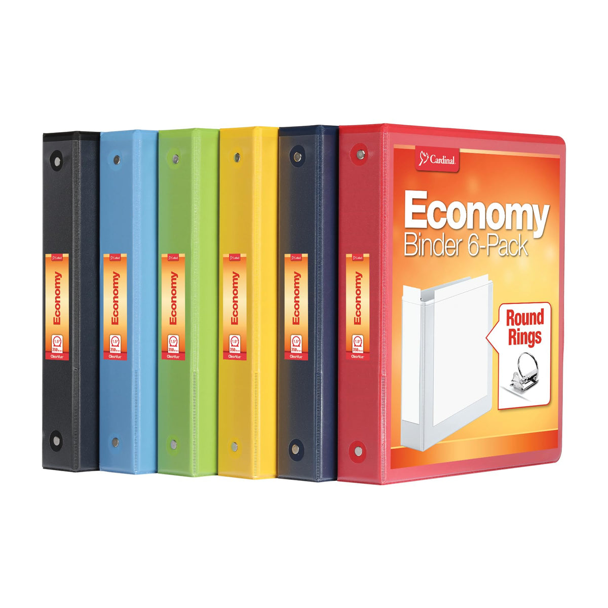 Cardinal 3 Ring Binders, 1.5 Inch, Round Rings, Holds 350 Sheets, ClearVue Presentation View