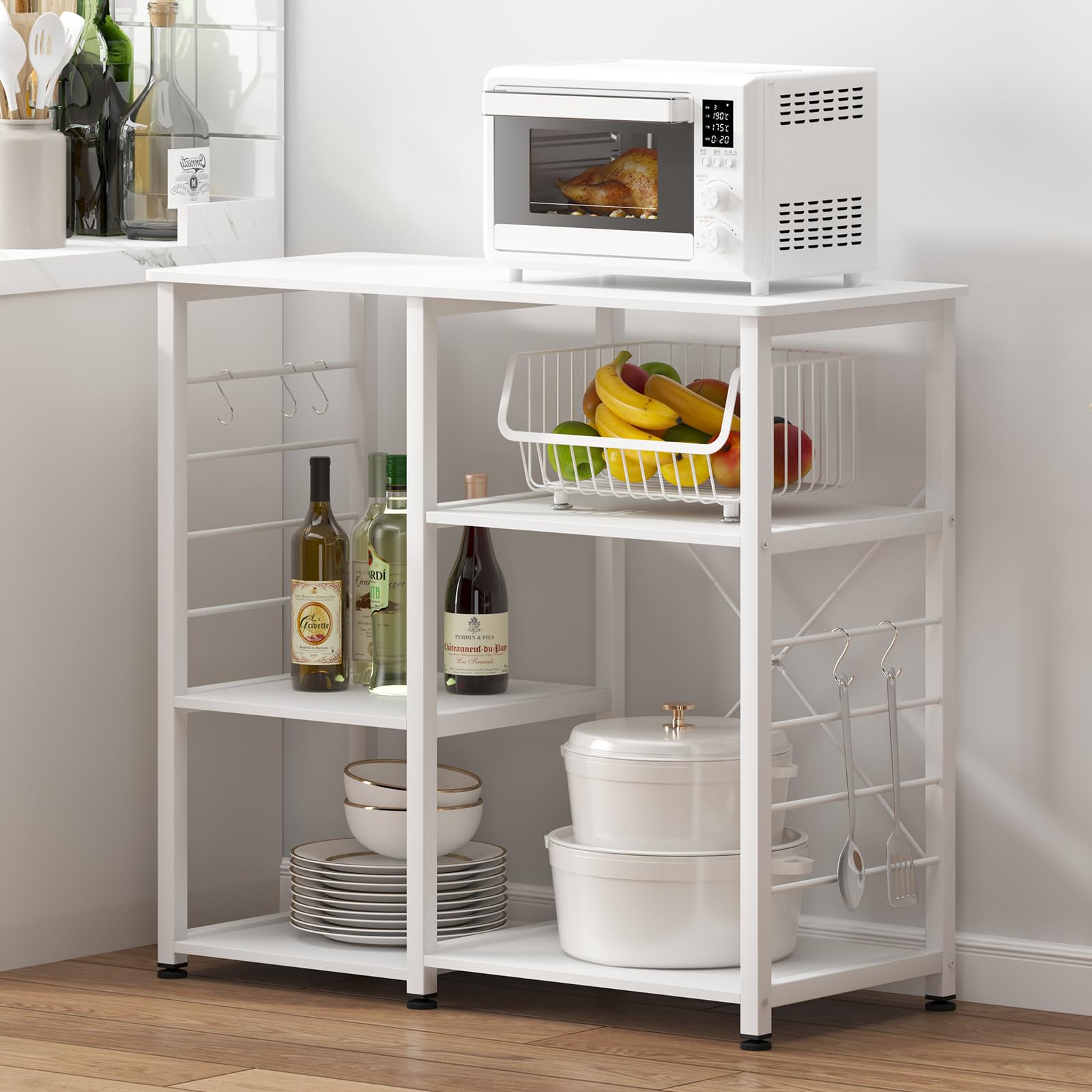 DlandHome Microwave Cart Stand 35.4 inches, Kitchen Baker's Rack Utility Storage Shelf Microwave