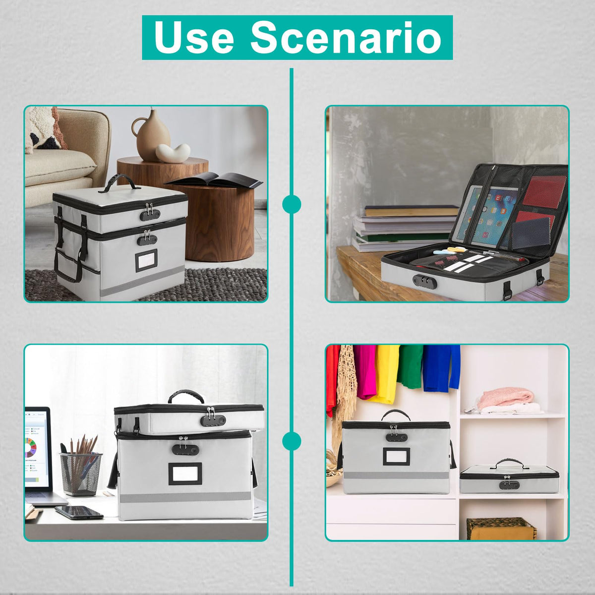 EXLIFBAG Fireproof File Organizer with Lock, 2 Layer