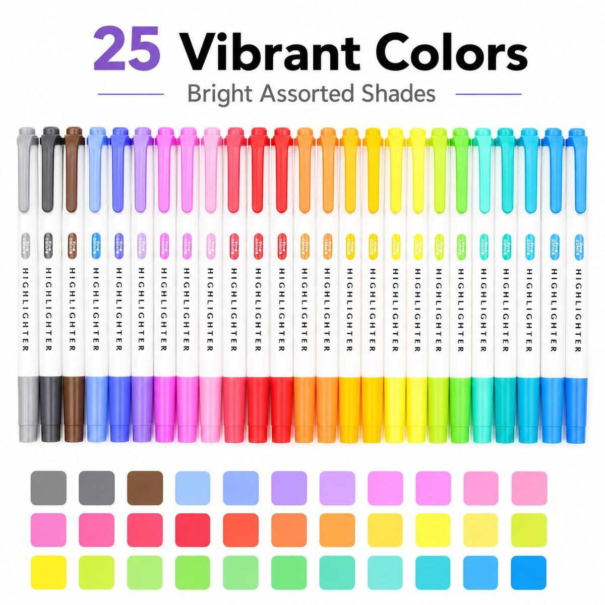YOOUSOO 25 Pack Pastel Highlighters Assorted Colors No Bleed