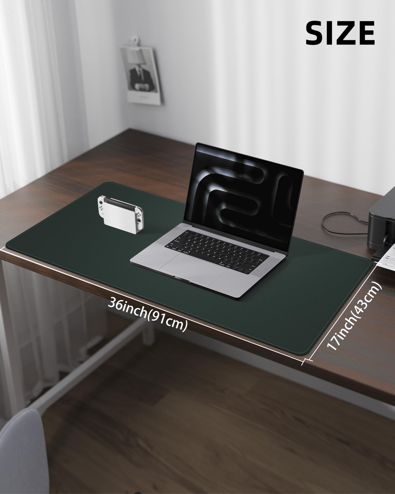 Leather Desk Pad Protector, Large Mouse Pad and Non-Slip Mat, Waterproof PU Leather Blotter Mat for
