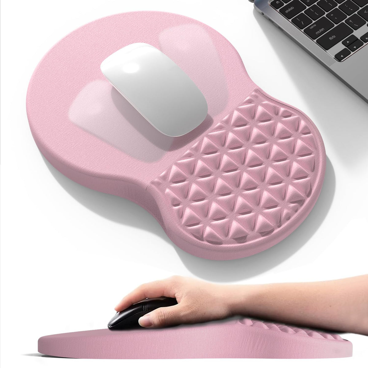 PYEDCA Ergonomic Mouse Pad Wrist Support with Foam Massage Design, Pain Relief Mousepad with Wrist