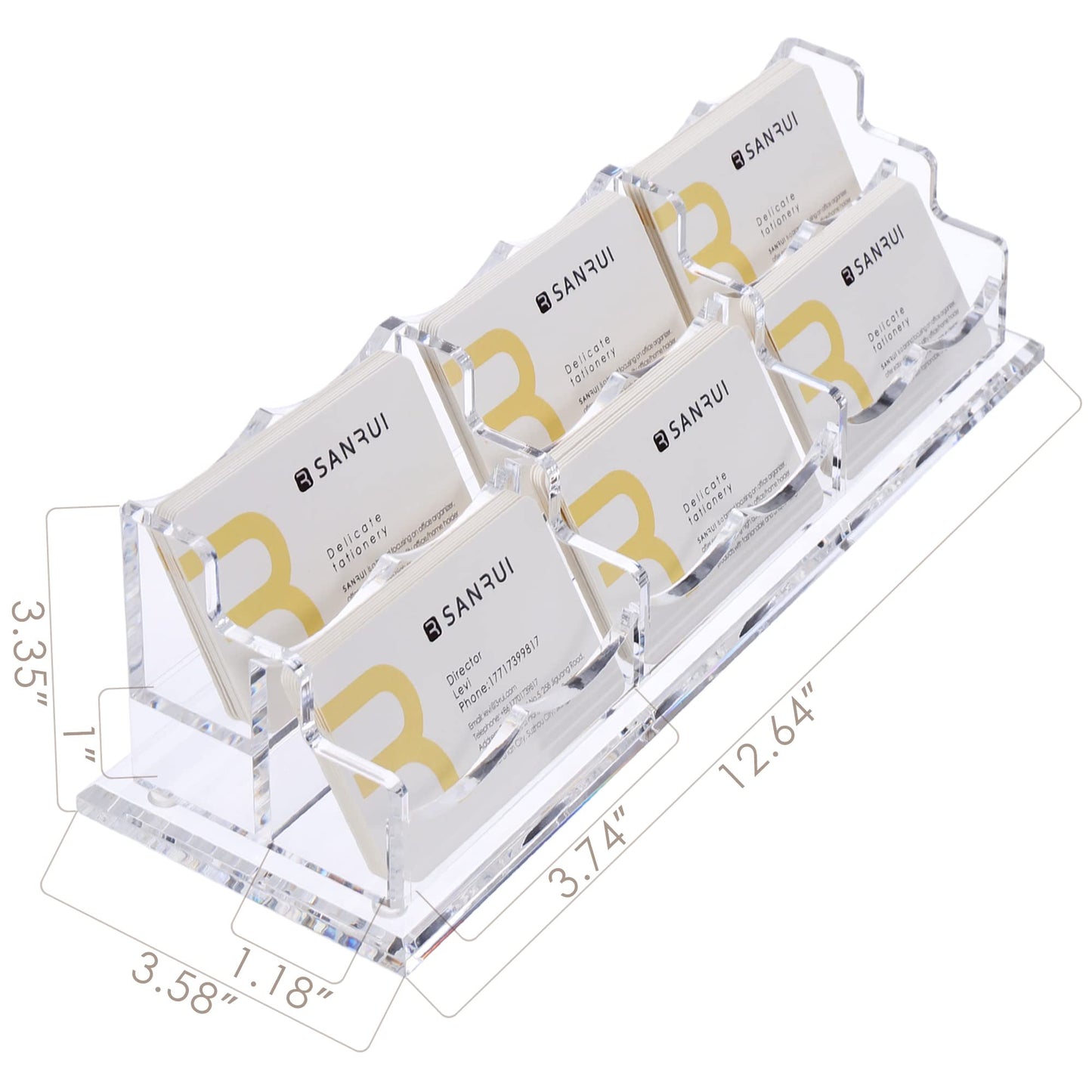 SANRUI Acrylic Business Card Holder, Clear Desk Card Display Stand 6 Slot