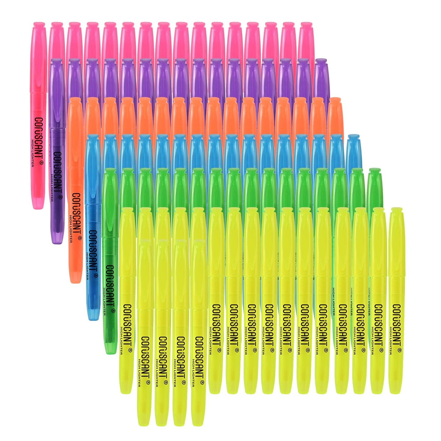 coruscant Highlighter - 100 pack color highlighter, color transparent visible fluorescent pen