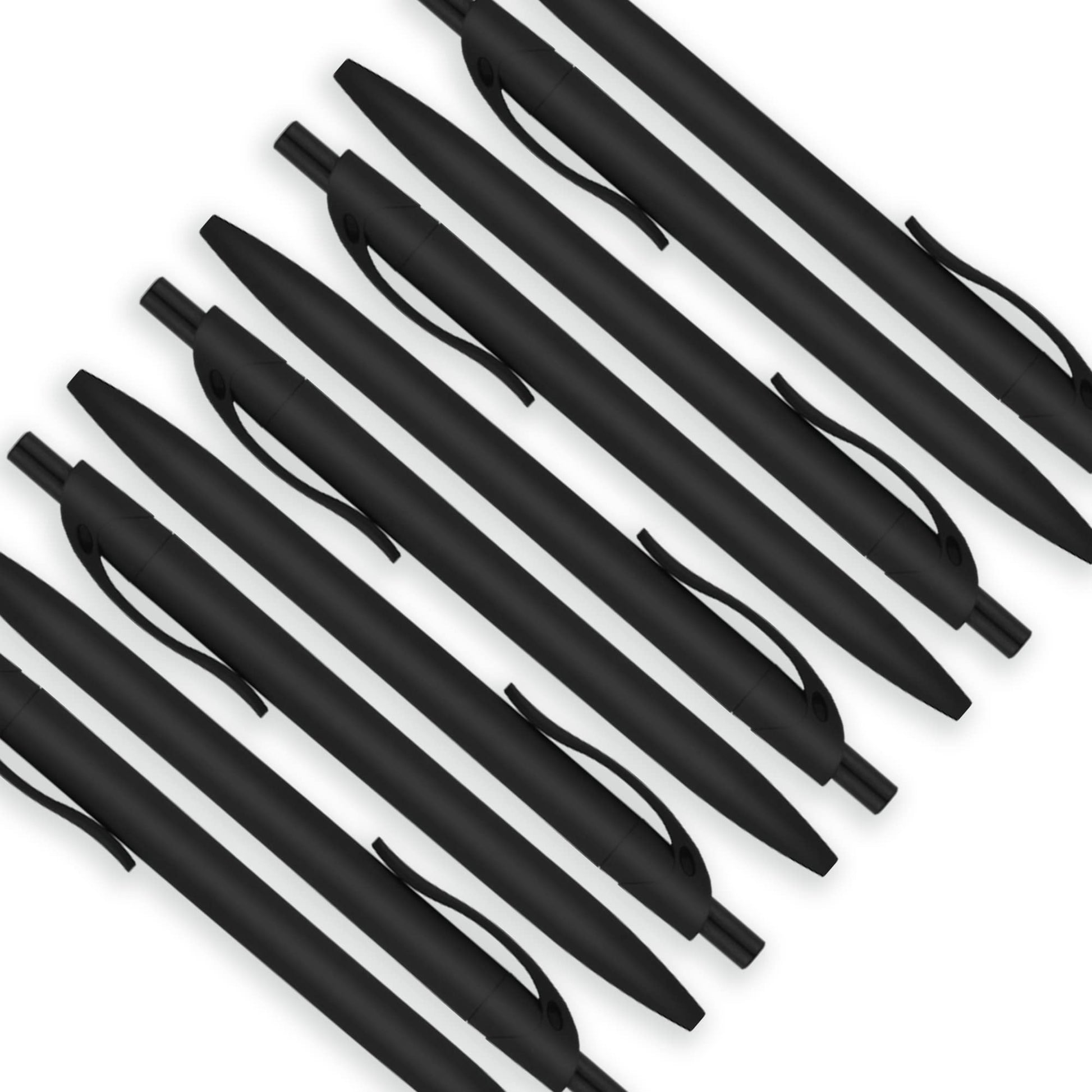 Deegtran 100 Pack No Bleed Black Barrel Click Pens, Wholesale Retractable Ballpoint, Medium Point