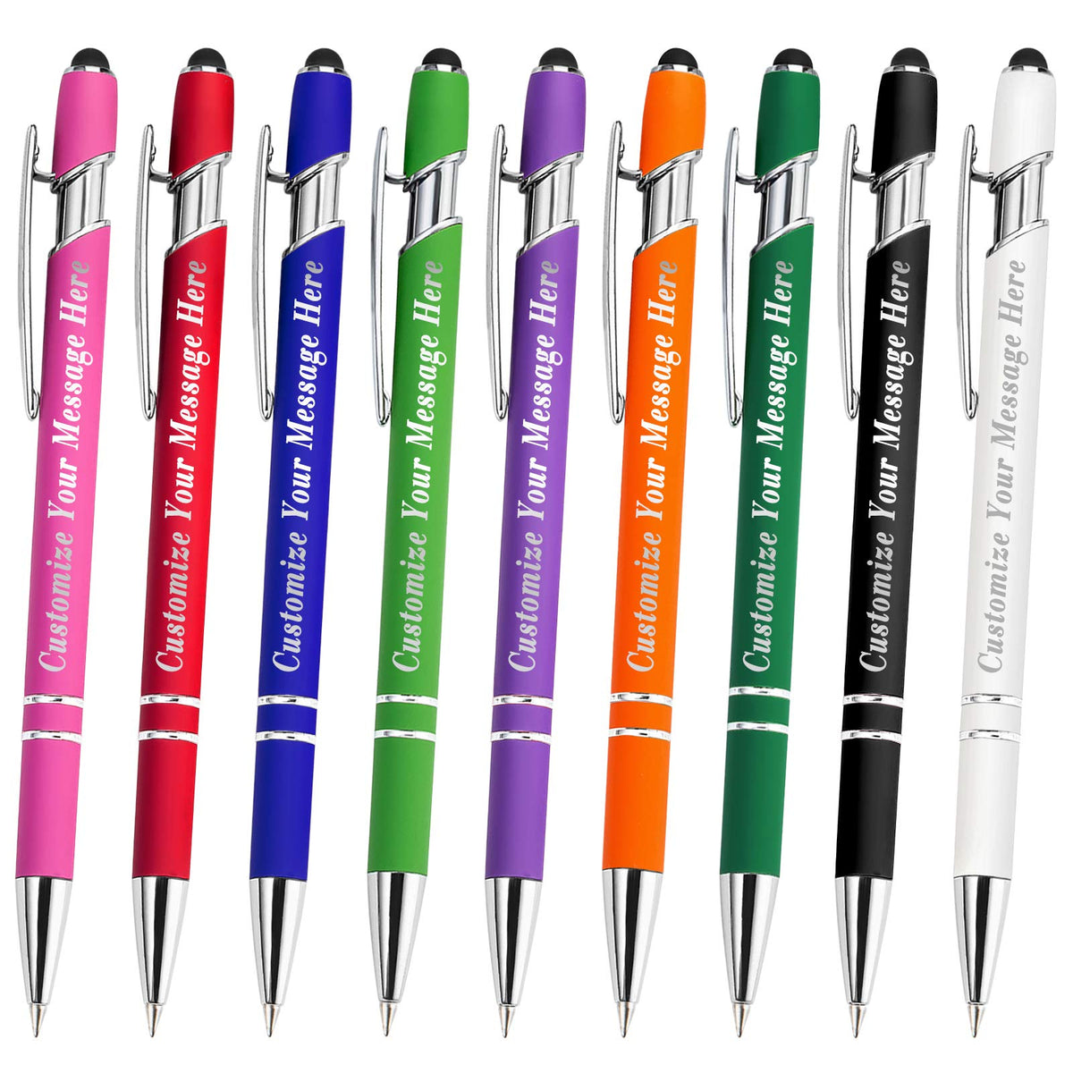 GIFTSDIY Personalized Pens with Stylus,Custom Engraving Ballpoint Pens,Imprinted with Your Logo or