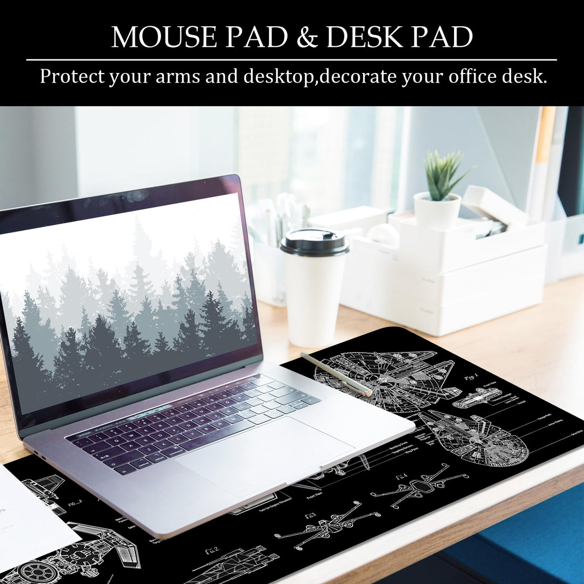 Black Gaming Mouse Pad Large Mouse Pad XL Desk Mat 31.5x11.8x0.12 inch Large Desk Pad Design