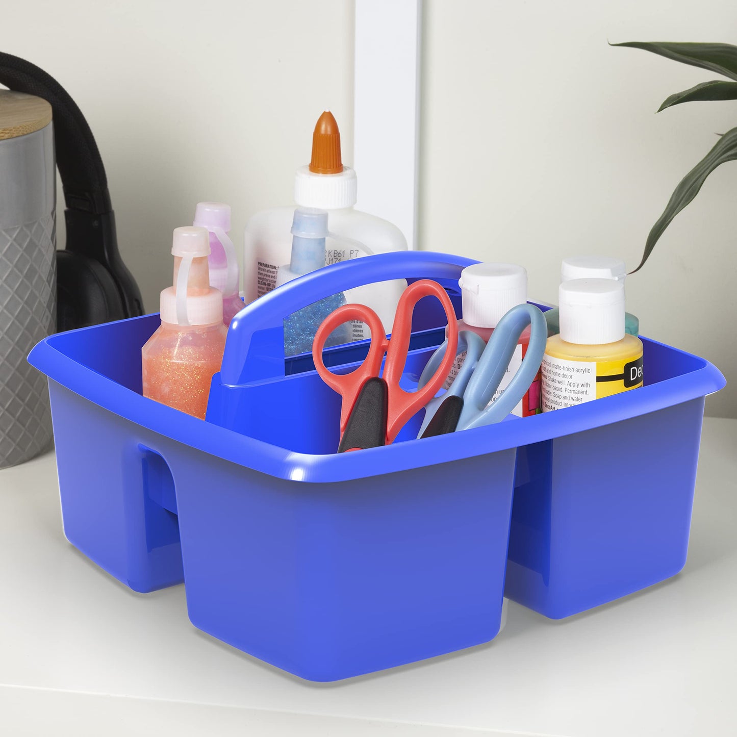 Storex 3-Compartment Small Caddy – Multipurpose Classroom Organizer with Handle, Assorted STEAM