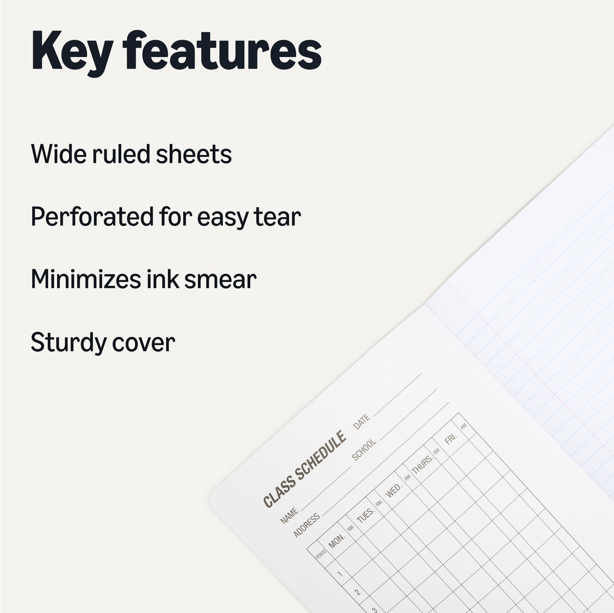 Amazon Basics Composition Notebook, Wide Ruled, 100 Sheets, 9.75" x 7.5", Marble Black, Sturdy
