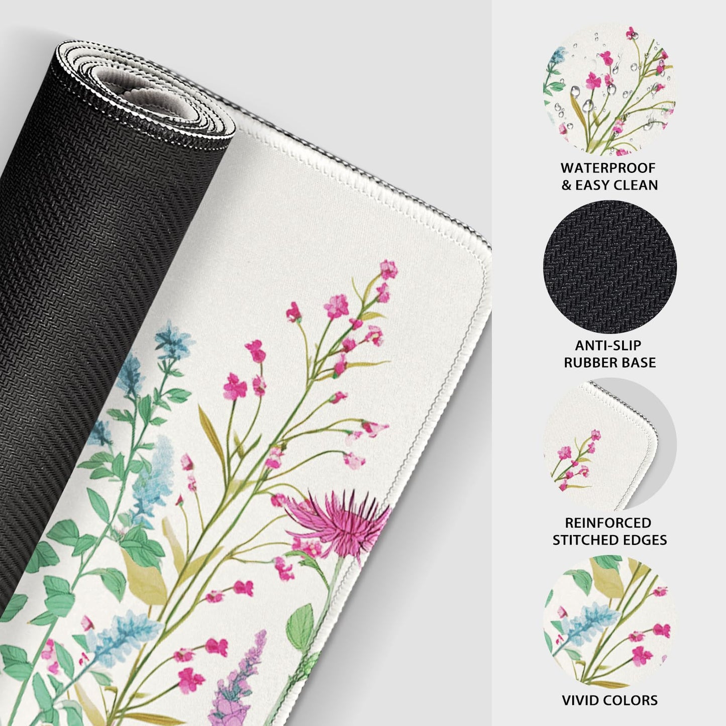 Mcapirivo Wildflower Garden Large Desk Mat Gaming Mouse Pad 31.5"x15.7"