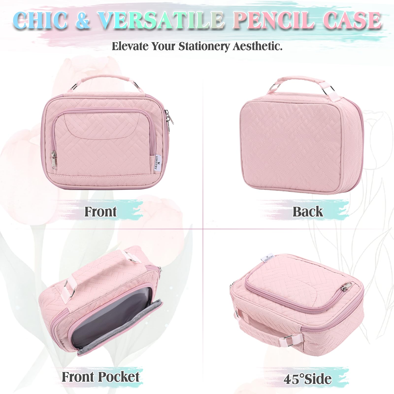 VX VONXURY Large Pencil Case, 54-Slot Colored Pen Pouch 2 Removable Sleeves