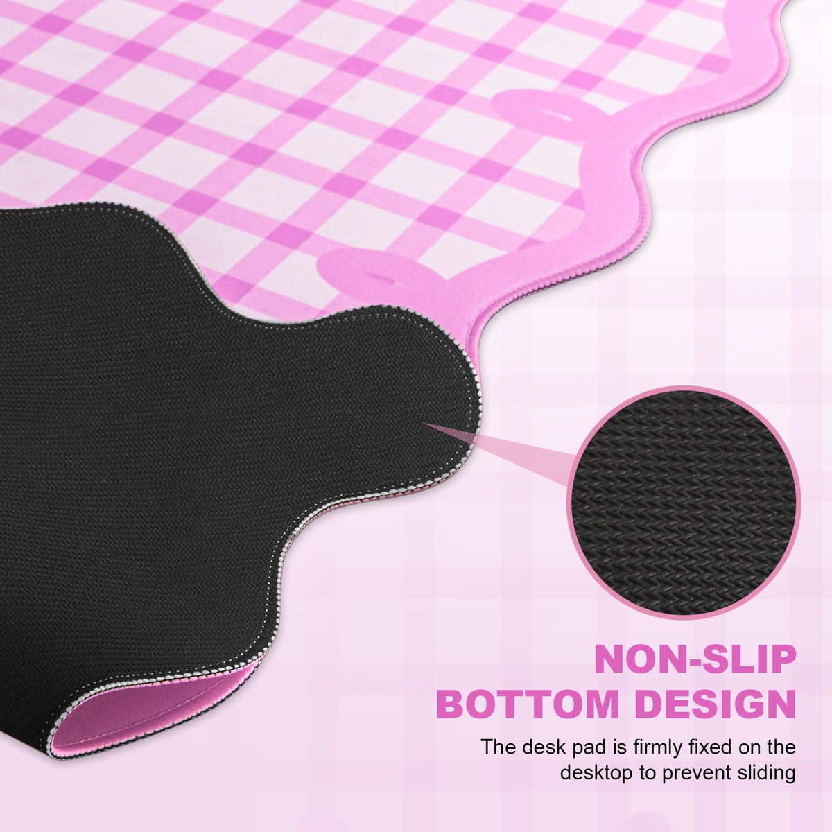 ARTSO Pink Desk Pad,Extra Large Mouse Pad for Laptop,Cute Scalloped Desk Mat for Women