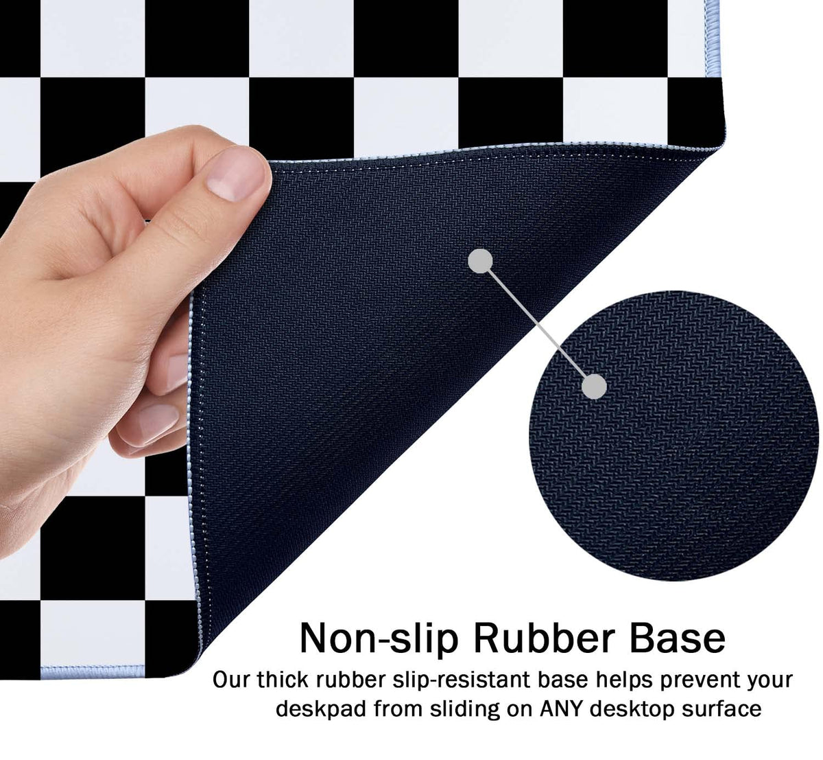 SSOIU Checkered Desk Mat Extended Gaming Mouse Pad (35.5x15.7 in), Large Stable Rubber Base