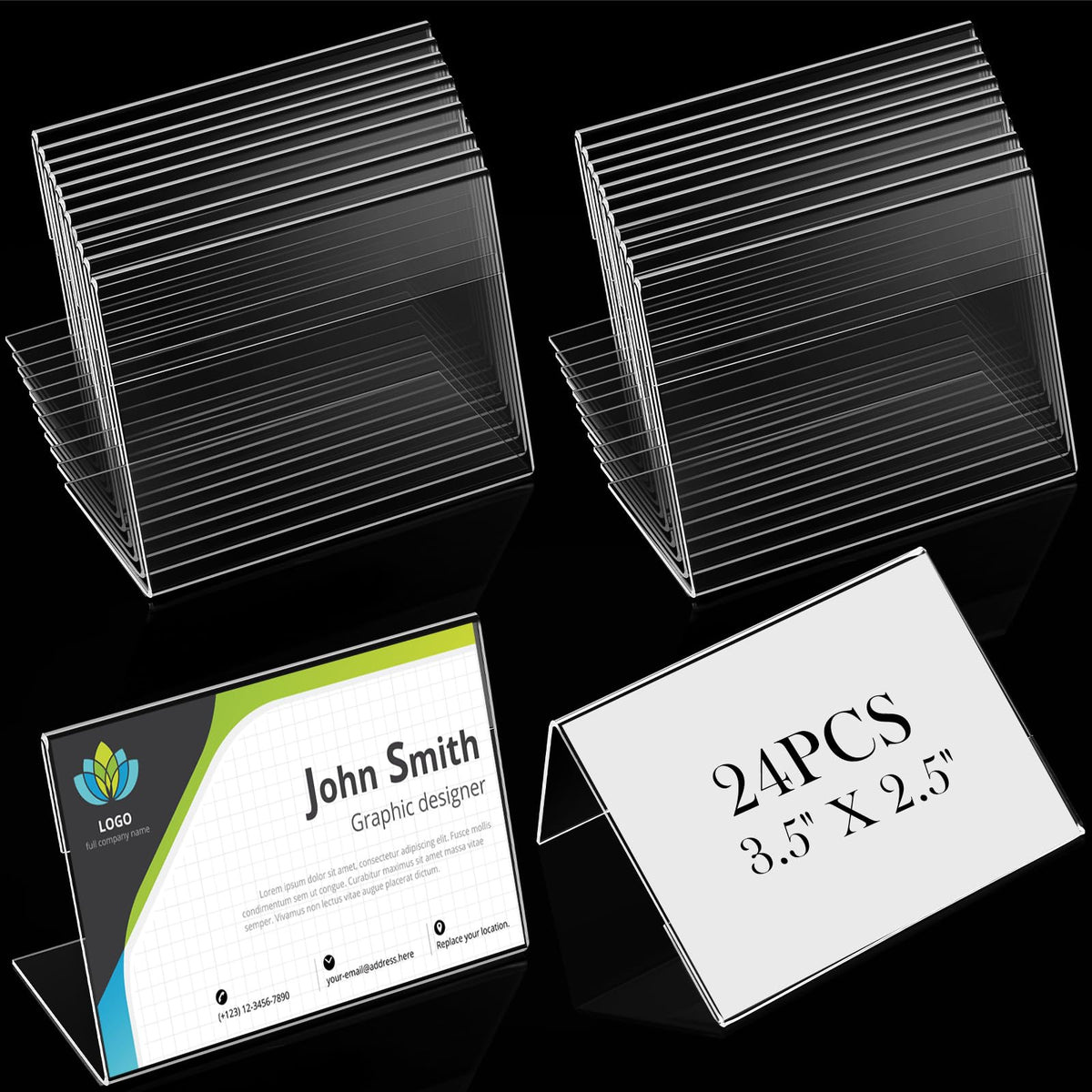 Teling 24 Pcs 3.5x2.5 Mini Acrylic Sign Holder Slant Back Display Stands