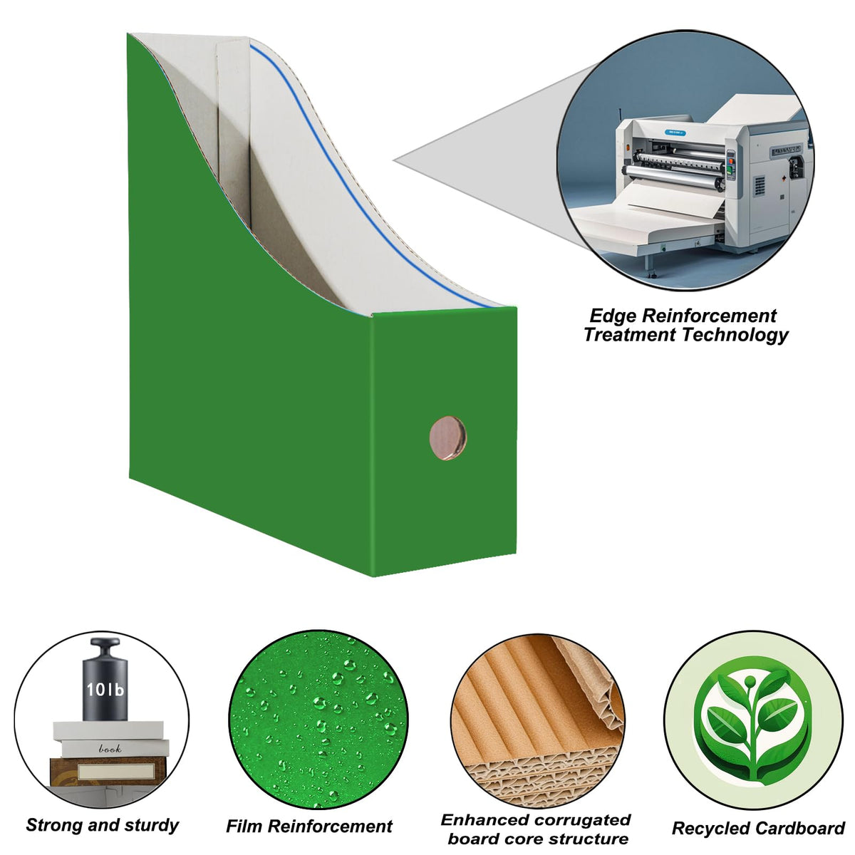 Limitliho 24 Pack Green Cardboard Magazine File Holder for Desk or Shelves