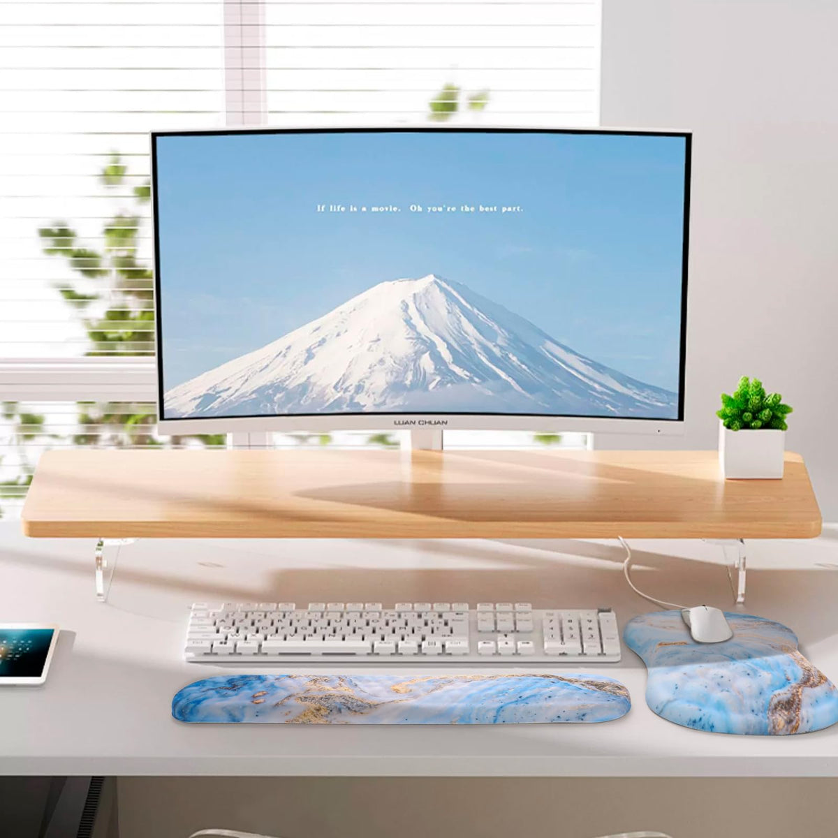 Laokiiy Ergonomic Mouse Pad with Wrist Support and Keyboard Wrist Rest Set