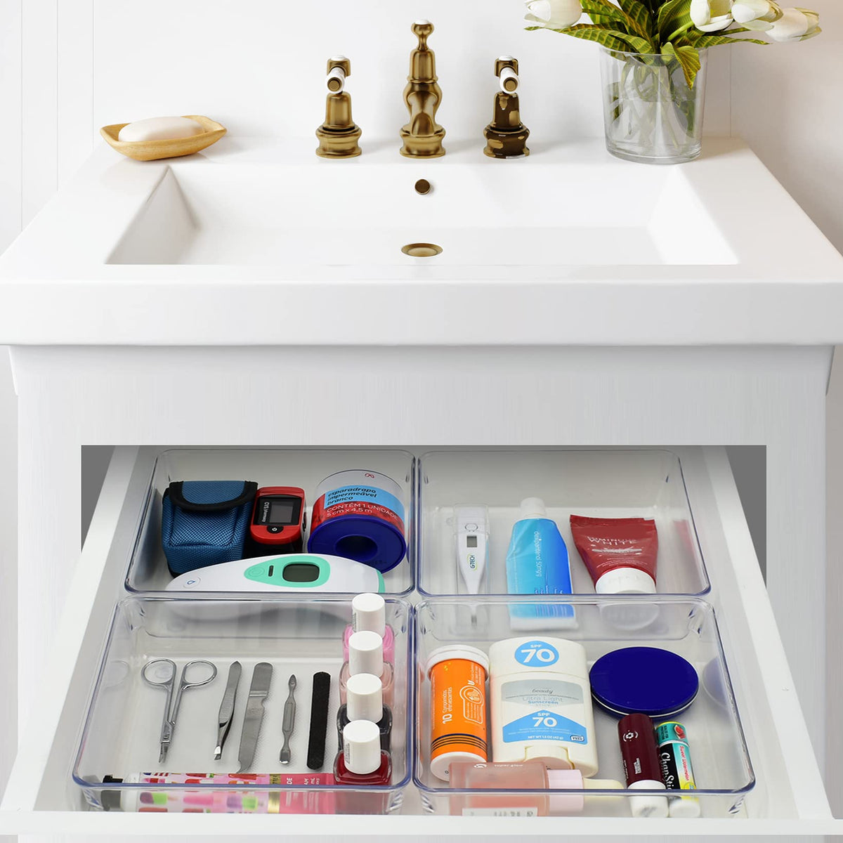 Acrimet Drawer Organizer Modular, Box Tray Storage Bins for Office, Home, Makeup, Kitchen, Junk