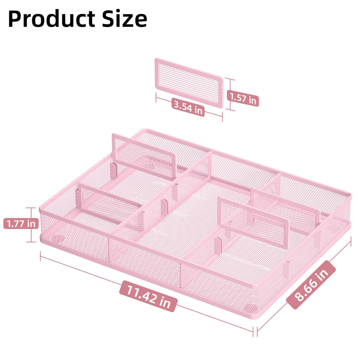 Marbrasse Desk Drawer Organizer, Metal Mesh Drawer Organizer Tray with 5 Adjustable