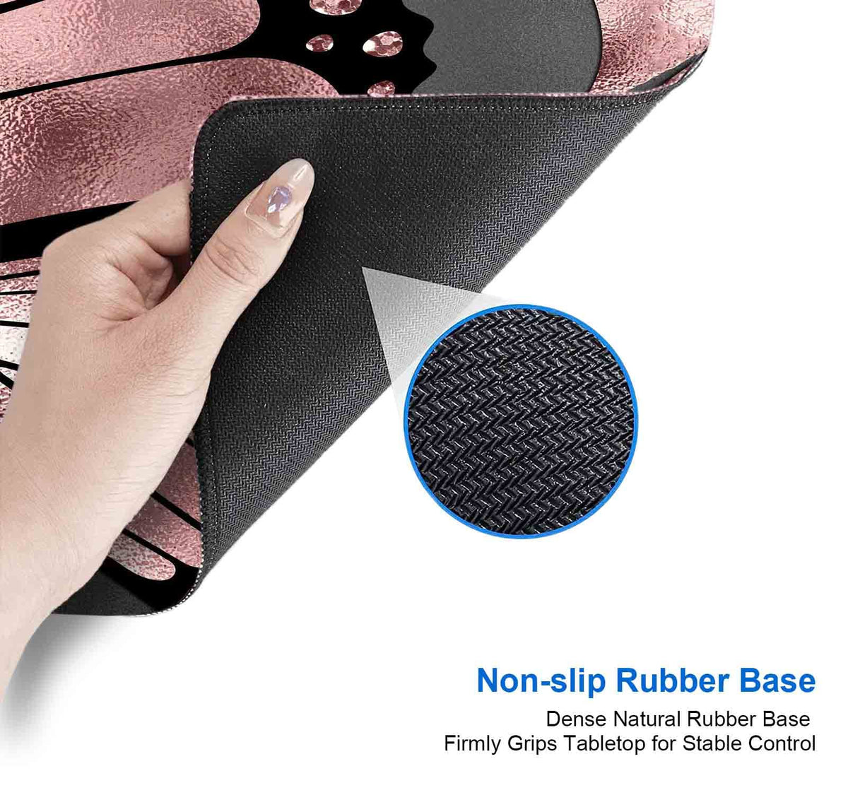 IMAYONDIA Gaming Mouse Pad for Women, Large Non-Slip Rubber Base Mousepad with Stitched Edges