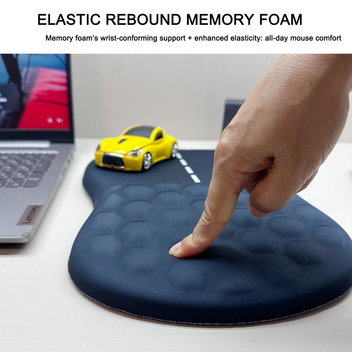 Road Mouse Pad for Car Mouse with Wrist Rest, Ergonomic Mousepad for Wrist Pain Relief with Wrist