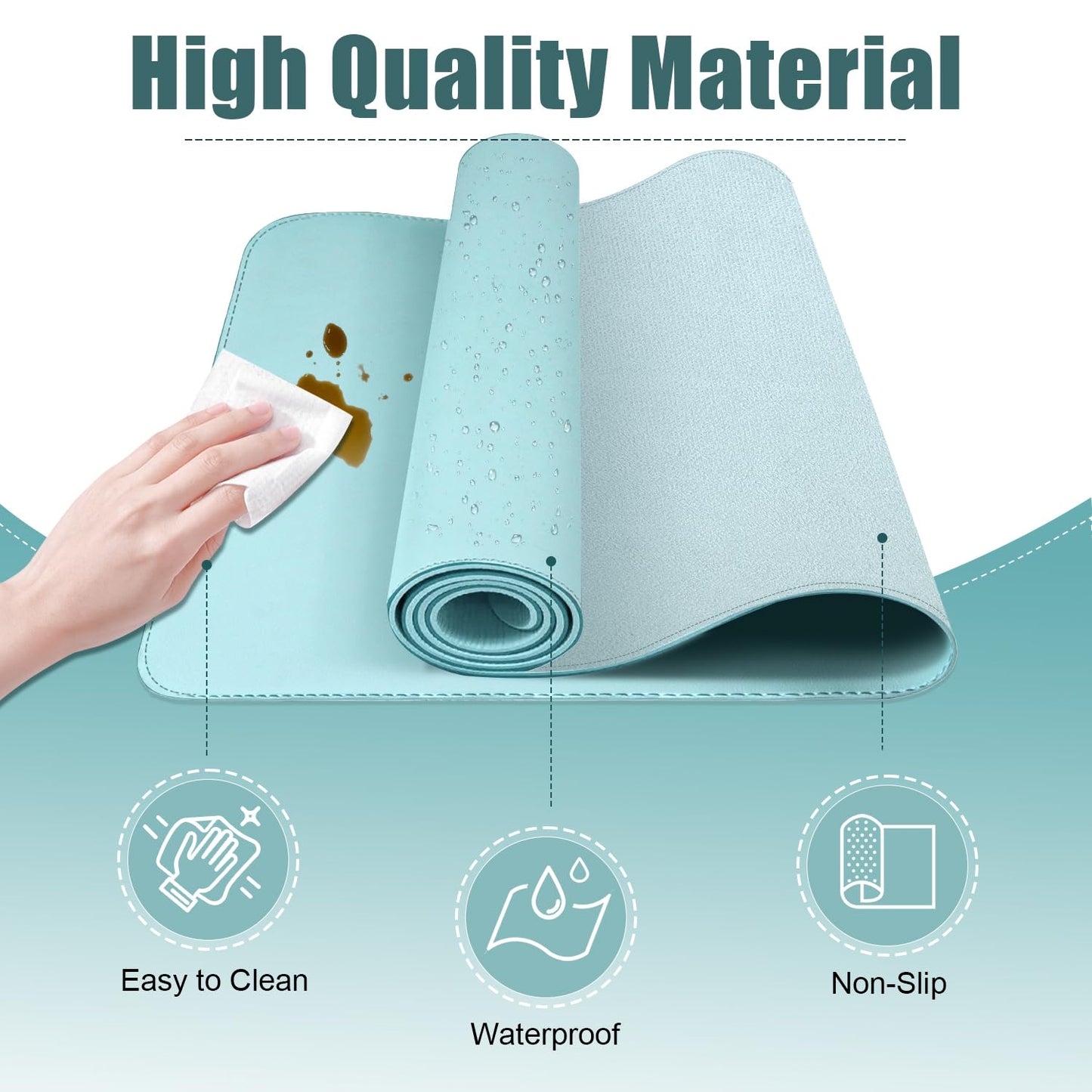 Large Desk Pad, 47.2'' x 23.6'', Computer Mat for Desk, Leather Desk Pad Protector, Suede Base Desk