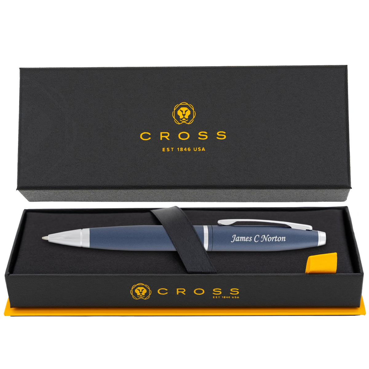 Cross Calais Personalized Ballpoint Pen in Matte Blue with Chrome Trim