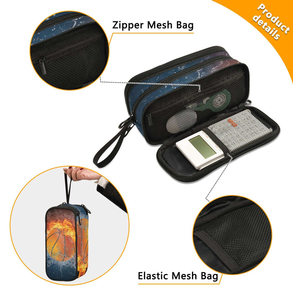 XUWU Basketball Large Capacity Pencil Case Pencil Pouch Pen Box