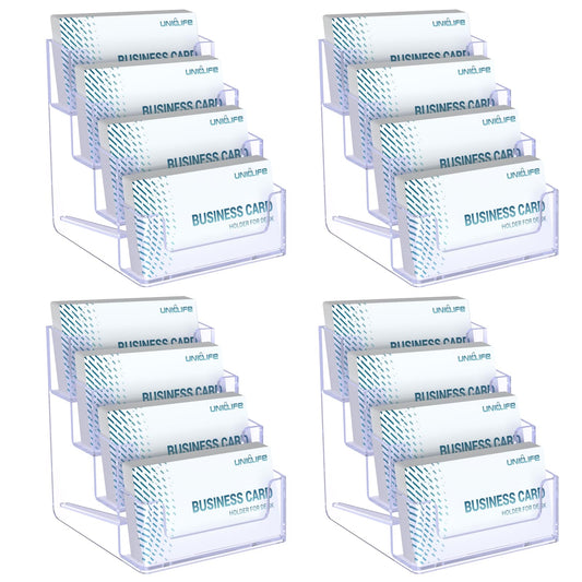 Uniclife 4 Pack Acrylic Business Card Holder for Desk, 240 Card Capacity